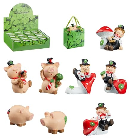 Annastore 24 x Schweinchen als Glücksbringer in Kleiner Papiertüte - Glücksbringer Jahreswechsel - Glücksschwein - Silvester - Glückschweinchen (24 x Schweinchen + Schornsteinfeger)