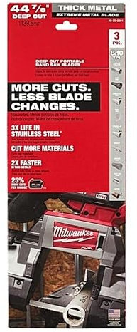 for Milwaukee 48-39-0601 44-7/8'' 8/10 TPI Extreme Deep Cut Band Saw Blade - 3 PK