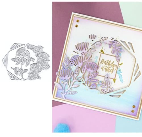 Albizia Blumenstanzformen für Kartenherstellung, sechseckige Spitze, Metall-Stanzformen für Papier, Scrapbooking, DIY-Schablonen für Alben, Party, Hochzeit, Festivals, Dekoration