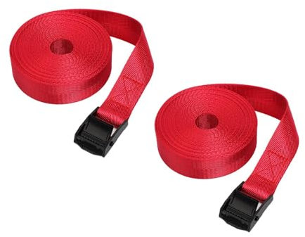 F Fityle 2 x Spanngurte, Zurrgurte, langlebig, 2,5 cm x 1 m, vielseitige, robuste Frachtgurte für Golfwagen, Fracht, Boot, Gepäck, Rot