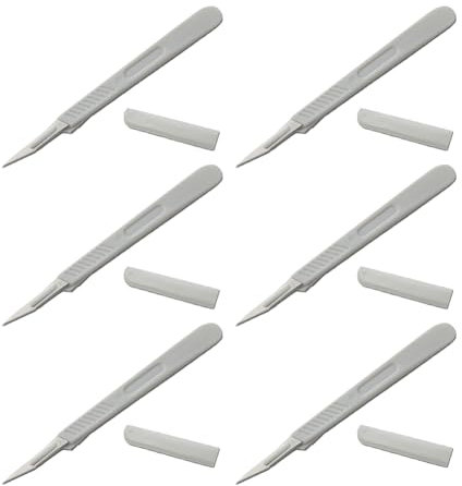 Bisturi Monouso Sterile,Bisturi Monouso,Monouso Chirurgici Bisturi Coltello,Manico in ABS,Bisturi imbustati singolarmente,Sterili e Monouso,Per dissezione di laboratorio,Scultura,Artigianato,6 PCS
