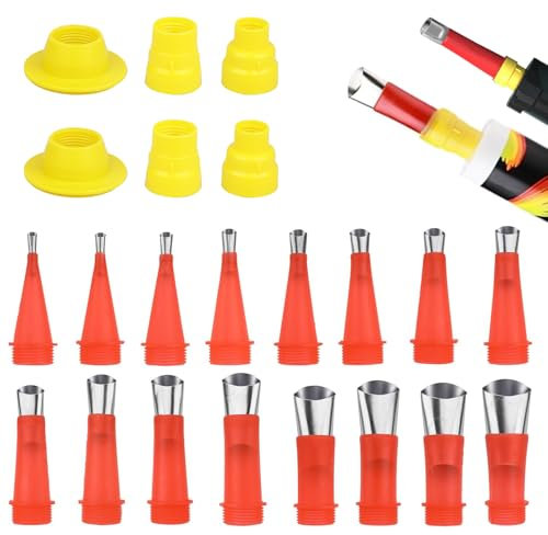 22 PCS Set di Ugelli per Calafataggio in Acciaio Inox Riutilizzabili, Punte per Beccuccio per Silicone, Punta Universale per Cartuccia in Silicone, Ugello in Gomma con Base