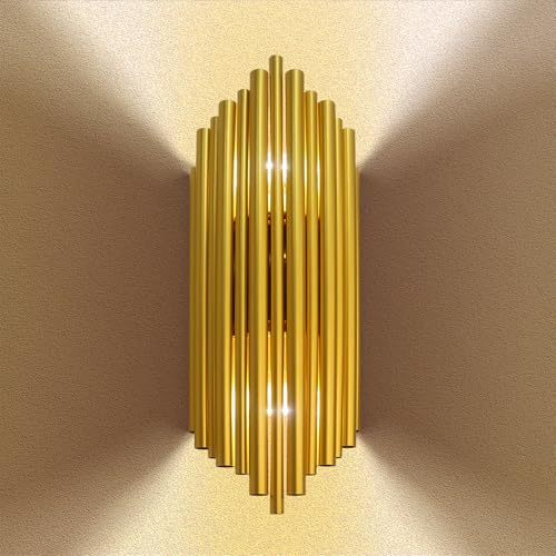 FRIXCHUR Luxury Aluminum Tube Wall Sconce, E14 x 2 (Bulbs Not Included), Modern Decorative Wall Lights for Living Room, Bedroom, Dining Room, Kitchen, Bathroom, Entryway, Hallway, Foyer, Stairwell