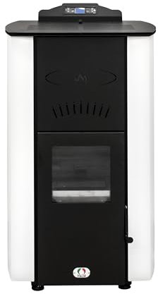STUFE A PELLET ITALIA Asia Pulizia Automatica 20 KW WiFi - Stufa a Pellet Idro per Riscaldamento e Acqua Calda Efficienza 90% Scalda 120m² Autonomia 22H Programmabile 5 Potenze Garanzia 24 Mesi Bianco