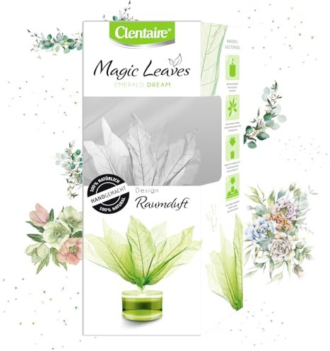 CLENTAIRE Emerald Dream 15 x 50ml Natürlich, Langanhaltend, Home Duft - Premium Lufterfrischer mit handgefertigter Blüte für die Zimmer