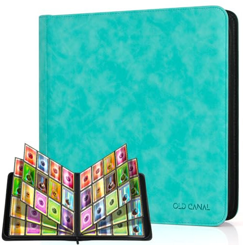Old Canal Sammelkarten Album, Karten Sammelalbum Mit 12 Fächern Für Bis Zu 720 Karten, Tragbar Reißverschluss Binder, Karten Binder für MTG, TCG, Baseball-Karten, Football-Karten (Tiffany Blau)