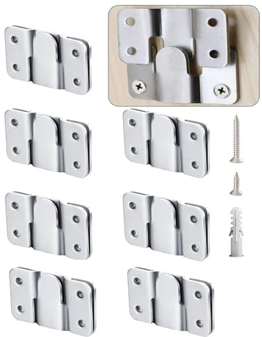 16Pcs Stainless Steel Interlock Hanging Buckle,Flush Concealed Mount Brackets Stainless Steel Z Clip Bracket Interlock Hanging Buckle Mountain Buckle for Picture Display Art Gallery