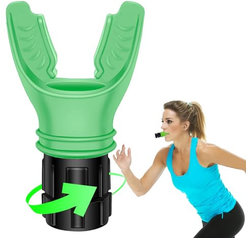 Atemtrainer Lungentrainer mit einstellbarem Widerstand, Tragbarer Breathing Trainer für Ausdauertraining, Lungenkapazität & Atemmuskulatur – Ideal für Sport, Yoga & Fitness (Grün)
