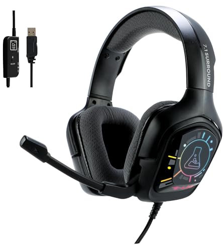 THE G-LAB - Korp Cobalt 7.1 EX - Gaming Headset mit 7.1 Surround Sound - Gaming Headset USB mit RGB-Beleuchtung, Flexiblem Mikrofon, Leicht und Komfortabel - PS5, PS4, PC, Xbox - Neu