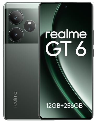 realme GT 6 Smartphone 5G,12GB+256GB Telefono Movil,Snapdragon 8s Gen 3,6.78 120Hz Pantalla Ultrabrillante de 6000 nits,50MP LYT-808 OIS,5500 mAh,Dual SIM Android 14,NFC,No Carga,Verde