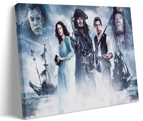 Filmposter Pirates of the Caribbean Captain Jack Sparrow, dekoratives Leinwandposter, Wandkunst, Wohnen, moderne Familienschlafzimmer-Dekoration, Poster, 50 x 75 cm, Rahmenstil