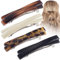 Yeomju 4 Stück Haarspangen für Damen, Kleine Schildpatt Hair Clip, Gebogene Glänzende Dünne Haarspange Flache Haarschmuck für Damen (Schwarz, Weiß, Leopardenmuster, Bernstein)