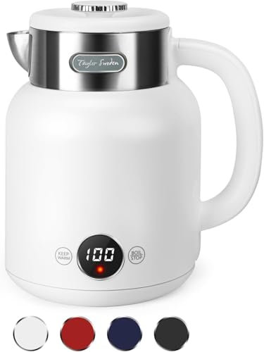 Taylor Swoden Zoey - Hervidor de Agua Retro de Toque Frío, 2200W 1.7L, Doble Pared de Acero Inoxidable, Ajuste de Temperatura, Pantalla LED con Temperatura en Tiempo Real, Mantener Caliente 1 hora(1)