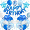 DazzJoy Happy Birthday Ballon Blau Weiß Set, Geburtstagsdeko Ballons Blau Weiß, Luftballons Geburtstag Deko, Happy Birthday Folienballon für Kindergeburtstag Deko Mädchen Junge, Geburtstag Party Deko