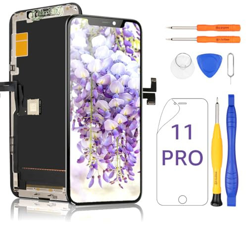 Yodoit Pantalla para iPhone 11 Pro COF LCD FHD 3D táctil digitalizador Asamblea 5.8 Pulgadas con Herramienta de reparación Compatible con el Modelo A2160, A2217, A2215