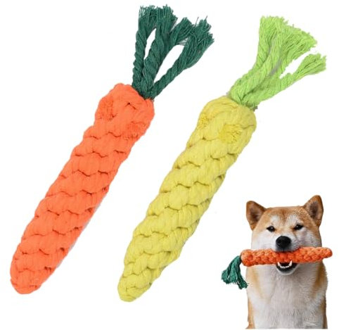 2 pezzi di corda giocattolo per cani, tiro alla fune interattivo cane treccia forma carota dentizione universale cani.