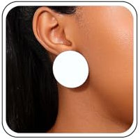 Inateannal Acryl Große Runde Ohrringe Weiß Runden Kreis Ohrringe Große Scheibe Münze Ohrstecker Geometrischen Harz Kreis Baumeln Vintage-Taste Ohrstecker Schmuck Für Frauen