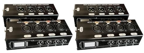 Remingtape 2 Pares de Extensores de Cable de Audio XLR de 3 y sobre Red de 4 Canales Extensor de Señal de Red DMX512 2 Machos + 2 Hembras
