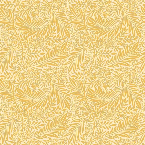 William Morris Designs Larkspur Prints 100% Cotton 140cm Wide Crafty Cottons Fabric for Craftng, Quilting, Dressmaking (Larkspur Ochre, 1 Metre Pre-Cut)
