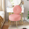Ckaff Fauteuil Coiffeuse, Fauteuil de Salon Chaise Coiffeuse en Velours, Fauteuil Rembourré avec Pied Métal et Dossier pour Chambre à Coucher Salon Coiffeuse, Rose