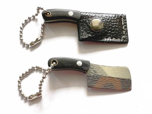 AE-GLAS Kleines Messer Taschenmesser für Schlüsselanhänger mit Holzgriff und Schutzkappe, Klein aus Edelstahl, Mini Cuttermesser, Paketöffner für Hosentasche, Handtasche (Schwarz 30-39)