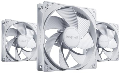 be quiet! Pure Wings 3 120mm PWM Reverse White Lüfter Triple Pack, 3 Lüfter enthalten, invertierte Lüfterblätter, hohe Höchstgeschwindigkeit, niedrige Mindestdrehzahl, optimierter Lüfterrahmen