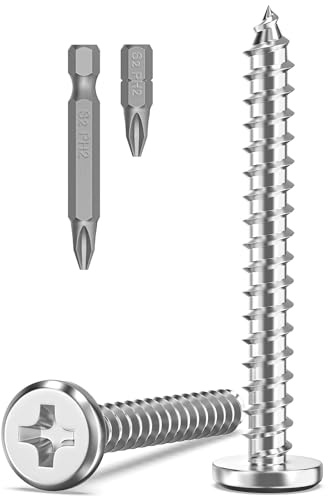 Boltmax 20 Stück Holzschrauben M4 x 35mm, Blechschrauben Edelstahl A2 V2A Schrauben, Flachkopfschrauben Kreuzschlitz Selbstschneidende Schrauben Vollgewinde mit Bit für Holz & Metall