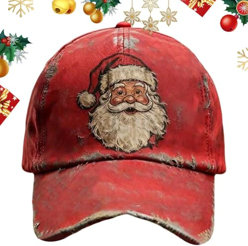 Dayysiuy Weihnachtsmann Druck Baseball Cap Basecap Weihnachten Für Damen Herren Weihnachten Mütze Santa Claus Merry Christmas Cap Rot Für Erwachsene, Für Weihnachtsfeier,Weihnachtsmarkt,