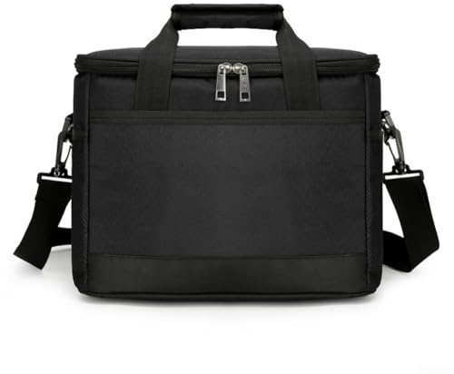 Jotekonoby Doppelschichtige, isolierte Lunchbox, Kühltasche für Camping, Picknick, aus Oxford-Gewebe mit verstellbarem Schultergurt, tragbar (schwarz, L)