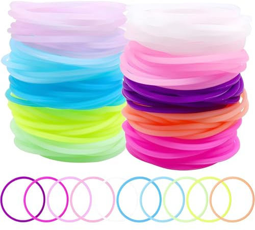 Takingup Jelly-Armbänder, 120 Stück, bunte Leuchtarmbänder, dehnbares Silikon-Armband, 80er-Jahre-Leuchten im Dunkeln, für Neon-Partygeschenke – im Dunkeln