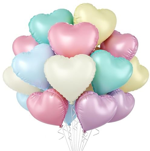 Palloncini a forma di cuore, in pellicola, 18 pollici, a forma di cuore, con elio, viola, rosa, giallo, blu, verde, palloncini a forma di cuore, per compleanno, fidanzamento, San Valentino