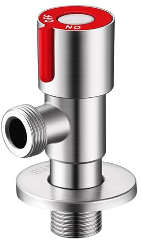 Válvula de Ángulo Acero Inoxidable, Llave de Escuadra 1/2, Llaves de Paso de Agua Baño para Baño Lavadora, Toliet, Cocina, Cisterna, Jardín, Fregadero (Rojo)