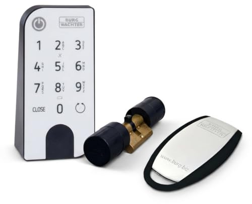 BURG-WÄCHTER Elektronisches Türschloss inkl. RFID-Transponder, Set aus Zylinder, Keypad und Transponder, Türöffnung per App, PIN oder Funk, ENTRY Home 2.0 und ENTRY 7710 RFID