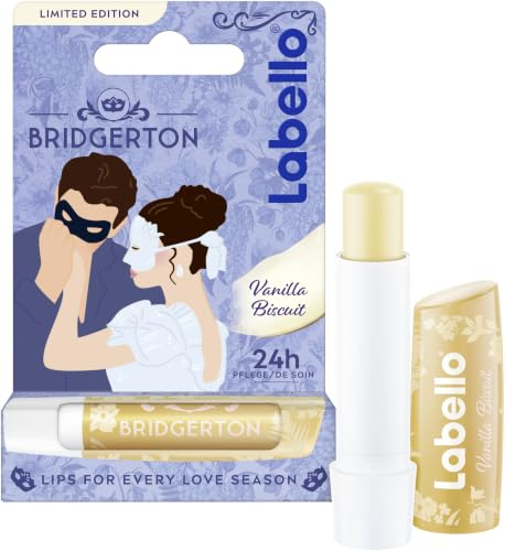 Labello Vanilla Biscuit Limited Edition Bridgerton, duftender Lippenpflegestift mit verführerischem Aroma von süßer Vanille, Lippenbalsam für geschmeidige Lippen (4,8 g)