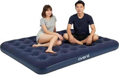 AVENLI Luftmatratze Queen-Size 203x152x22 cm, aufblasbare Campingmatratze für 2 Personen, Coil-Beam, blau, bis 250 kg, für Camping und Zuhause, Reisebett