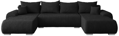 Mirjan24 Ecksofa Usabir U Cord, Design Eckcouch, Couch mit Schlaffunktion und Bettkasten, Wohnlandschaft, Bettfunktion U-Form Sofa (Ambience 20)