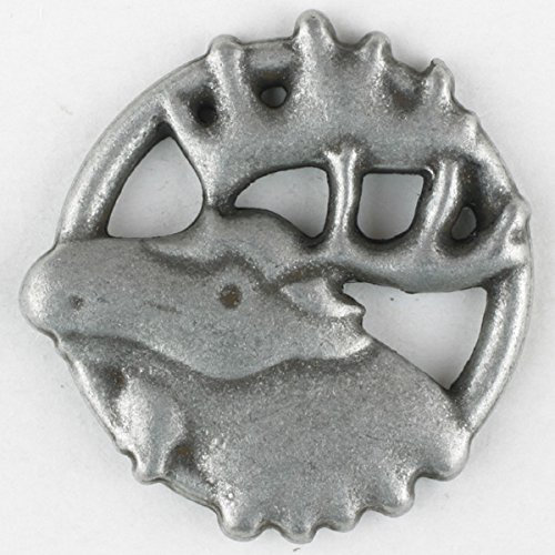 Vollmetallknopf, Nicky Epstein - Elch, Öse - Größe: 25mm - Farbe: altzinn - Art.Nr. 390300