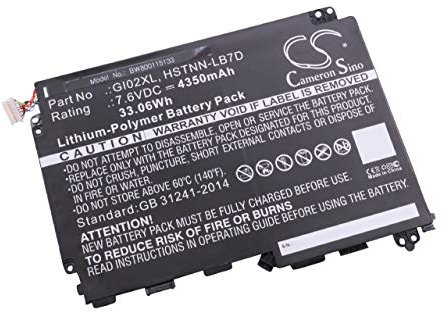 vhbw Li-Polymer battery 4350mAh (7.6V) black for laptop notebook HP Pavilion X2 12, X2 12-B000, X2 12-B010N, X2 12-B096MS, x2 12-B100NA