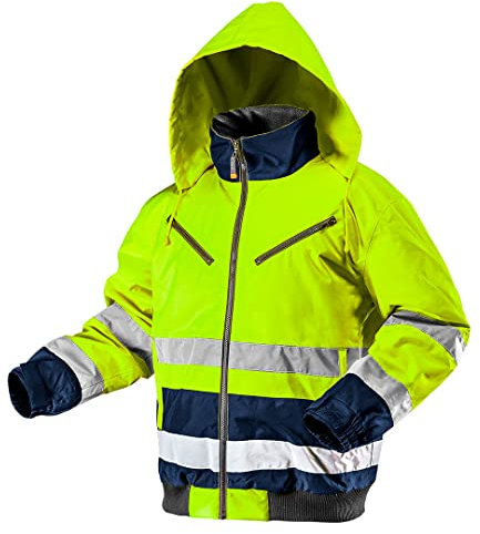 NEO TOOLS Thermo Warnschutzjacke EN 20471 Warnjacke orange Neon gelb Arbeitsjacke Warnschutz Sicherheitsjacke 3XL Neongelb
