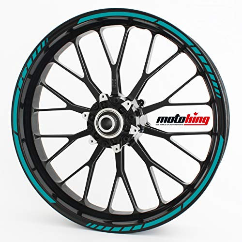 Felgenrandaufkleber im GP Design - Vorgekrümmt für 20 bis 24 - Felgenaufkleber - Für Motorrad, Auto & mehr - Farbe: Türkis
