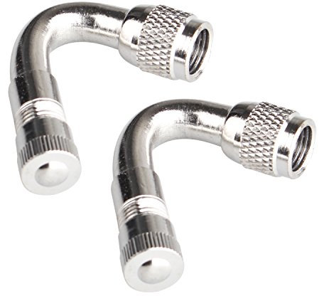 Futheda 2 Stück 45 Grad Winkel Ventil Verlängerungen Reifenvorbau Verlängerung Radadapter für Auto Motorrad LKW (Silber)