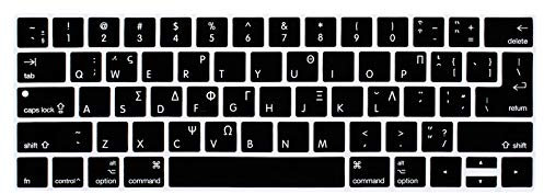 WYGCH Griechische Tastaturabdeckung für MacBook Pro 13 15 Zoll 2019 2018 2017 und 2016 mit Touch Bar und Touch ID Modell: A2159 A1989 A1706/A1990 A1707, USA und europäische Version