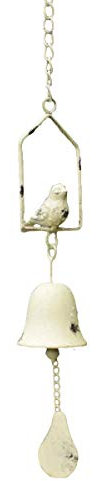 TentHome Glocken Windspiel Metall Klangspiel Vogel Garten Dekoration Kreative Ornament Geschenk Wetterfest für Innen Außen, Terrasse Balkon Veranda Flur (Weiß)