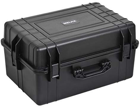 MEIJIA Portable All Weather Waterproof Protective Hard Case,Compact Camera Case with Customizable Fit Foam,Fit Use of Drones, Camera, Equipments, Pistols, Elegant Black(24.01x16.92X12.2)
