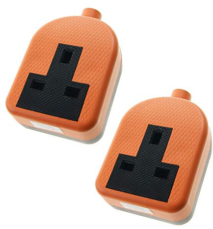 Ex-Pro 1 Gang High Impact Trailing Extension Socket, without Plug and Cable, 13A, Orange - 2 Pack