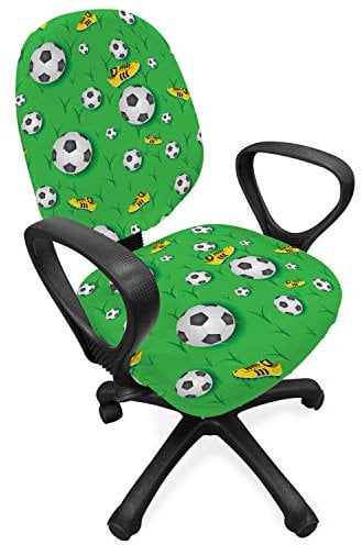 ABAKUHAUS Fußball Bürostuhl Schonbezug, Schuhe Bälle auf Gras, dekorative Schutzhülle aus Stretchgewebe, Schwarz Gelb
