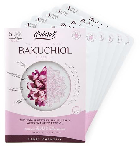 Ardaraz Maschere per il Viso Idratanti Antirughe con Bakuchiol e Acido Ialuronico. Pack da 5