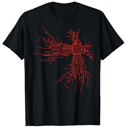 Informatiker Studenten Computerchips Geschenkidee CPU-Computer-Nerd T-Shirt Schwarz Klein Klassisches Herz-Muster T-Shirt Halbarm Pull-On Klassische Passform Männer