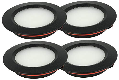 LEDLUX 4 Piezas Mini Led Downlight Redondo Delgado 3W DC 12V 24V Agujero 50mm Para Luces Cocina Baño Camper (Negro, 6000K)