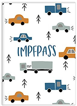HIMMEL.HERZ.PAPIER® Impfpass Hülle 137 mm HÖHE (BITTE MESSE DEINEN IMPFPASS, Impfpässe sind nicht genormt!) Impfausweis Schutzhülle für Kinder und Erwachsene - Impfpasshülle Impfpassausweis - Autos